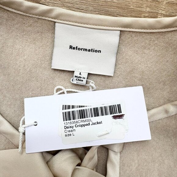 NWT Reformation Daisy Cropped Jacket Bows Tie Front Cream Large - Picture 4 of 13